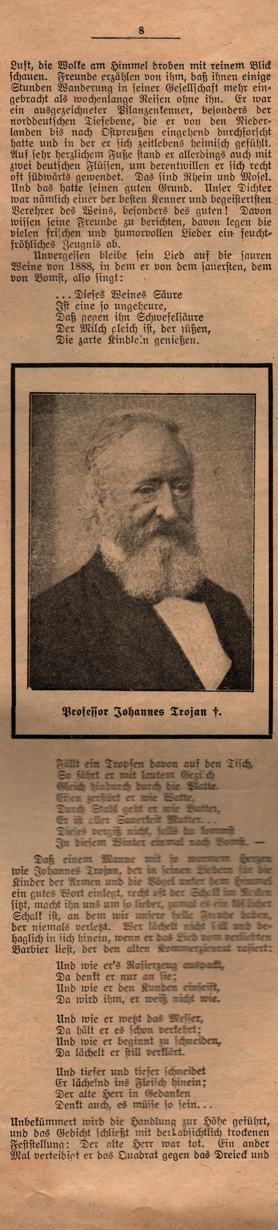 Nachruf zu Johannes Trojan in "Daheim" 1915 04