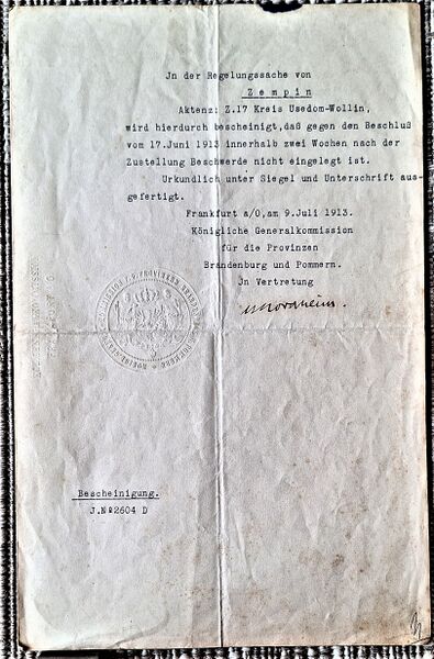 Datei:Zempin 1913 Bescheinigung 2.jpg