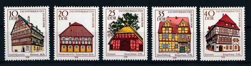 Datei:Klockenhagen Briefmarkenserie Fachwerkhäuser 1978.jpg