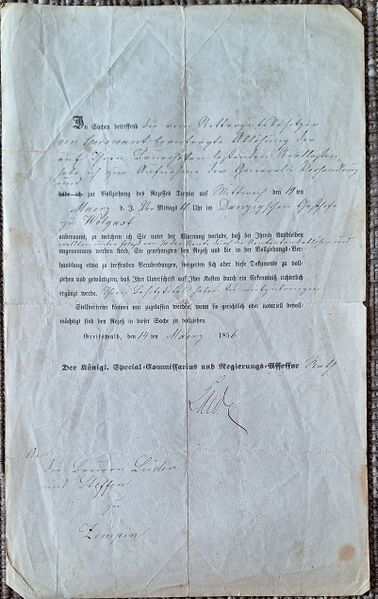 Datei:Zempin 1856 Einladung nach Wolgast.jpg