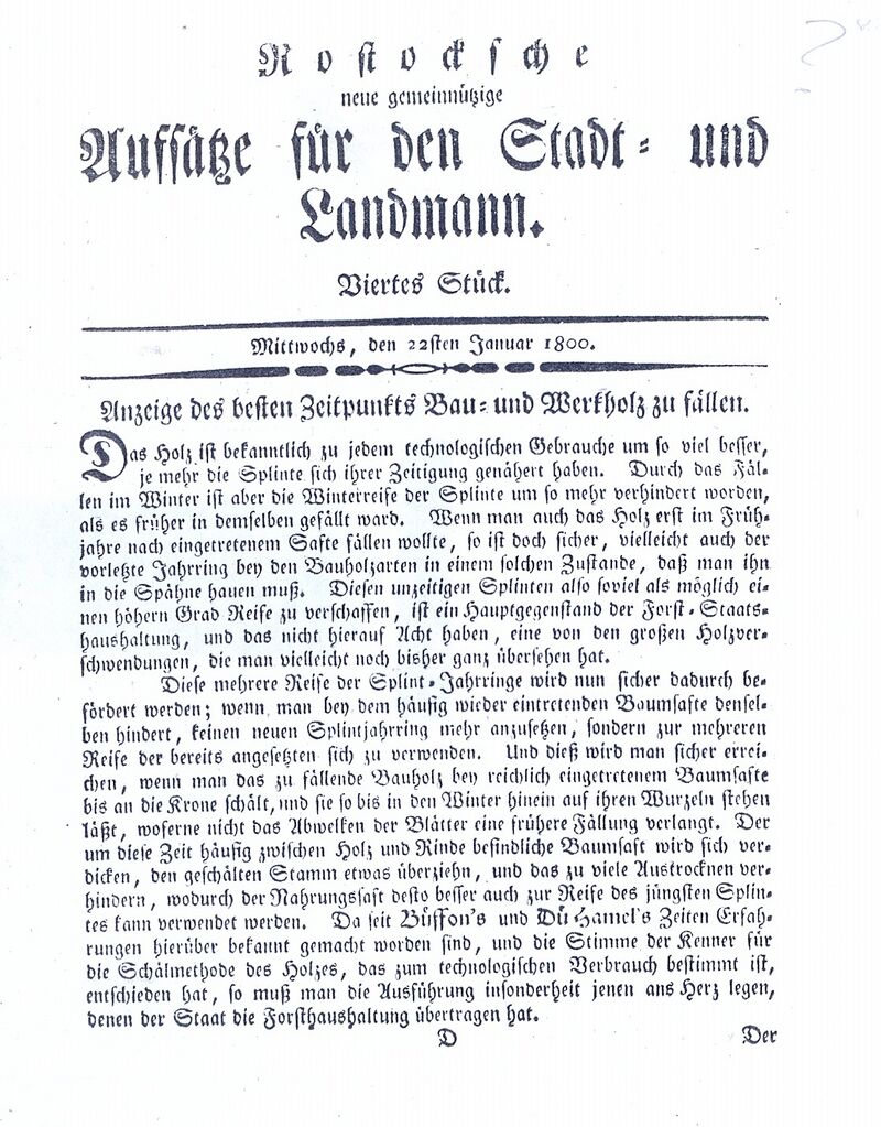 Becker 1800 Anzeige des besten Zeitpunkts Bau- und Werkholz zu fällen 1