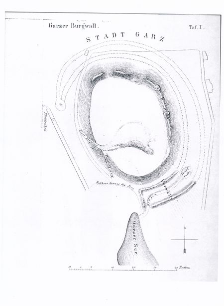 Garzer Burgwall Plan 1868 Stahlstich