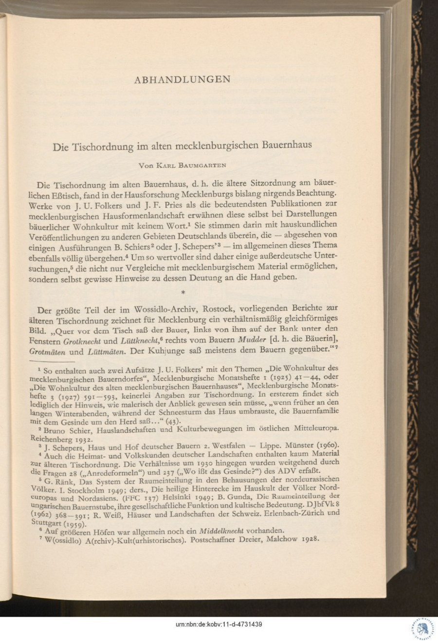 Baumgarten 1965 Tischordnung im meckl Bauernhaus 11 05