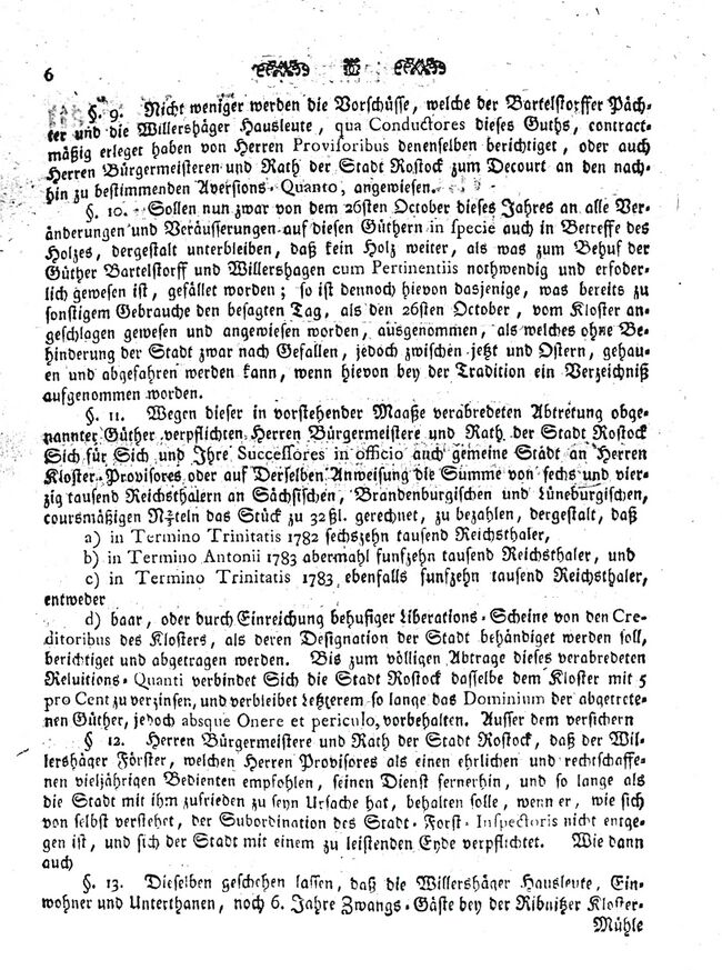 Willershagen Rückgabe durch das Kloster 1781 06