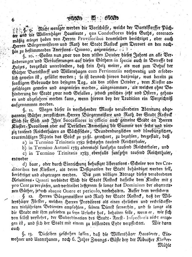 Willershagen Rückgabe durch das Kloster 1781 06