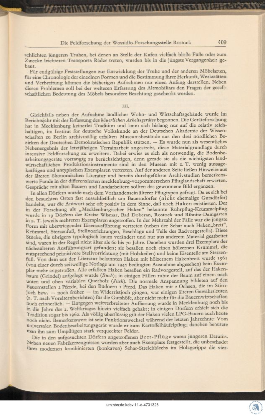 Baumgarten 1962 Feldforschung Wossidlo Forschungsstelle 409