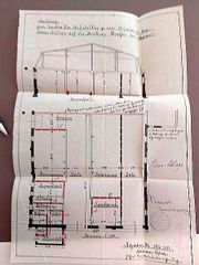 Bauzeichnung für den Durchbau einer Scheune für Hermann Schlage. LHAS, Archiv Greve
