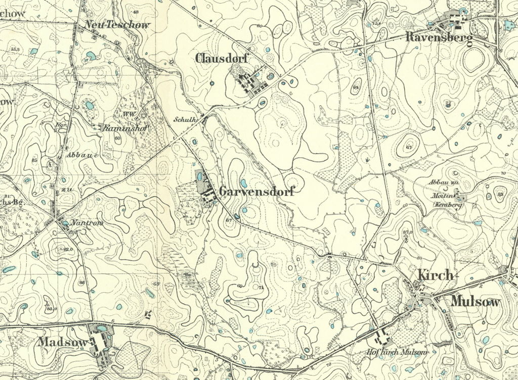 Garvensdorf mit Umgegend auf den Messtischblättern #666 und #667, ca. um 1900