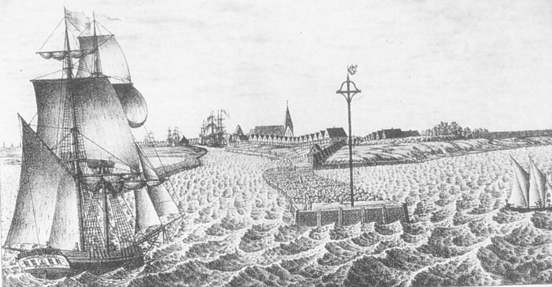 Datei:Warnemünde 1825 Litho August Achilles.jpg