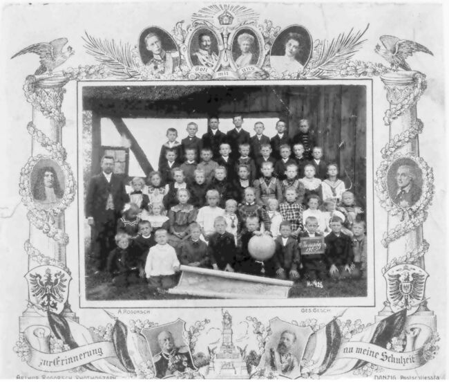 Schulbild Zempin 1909 mit besonderem Rahmen