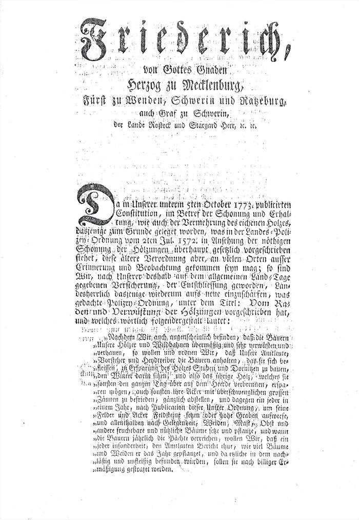 RH Patentverordnung zur Erneuerung der Landespolizey-Ordnung 1775 b