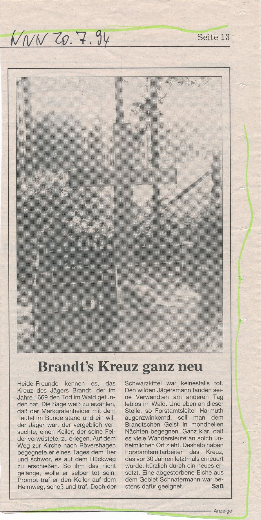 Brands Kreuz 18ten Mai 1994 NNN Einweihung