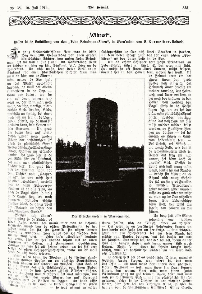 Wmde Weihe-Rede bei der Enthüllung des Brinkmansteins April 1914 DieHeimat 011