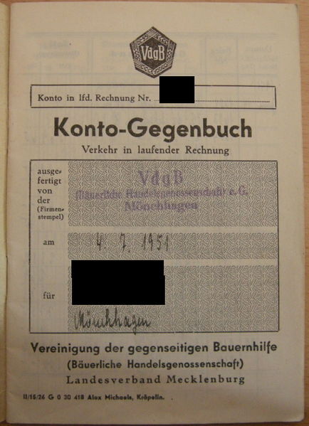 Datei:Kontogegenbuch VdgB-BHG Moenchhagen Titelseite von 1951.JPG