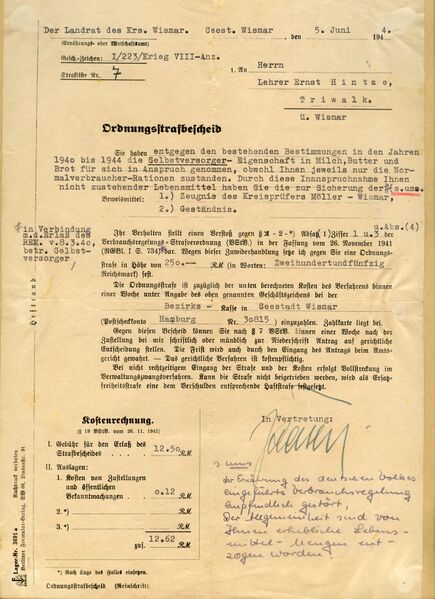 Datei:Lehrer Ernst Hinze Triwalk Ordnungsstrafbescheid.jpg