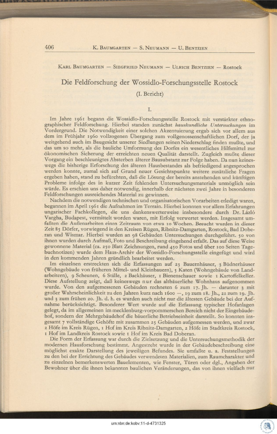 Baumgarten 1962 Feldforschung Wossidlo Forschungsstelle 406